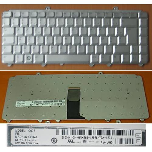 Clavier francais azerty pour Dell Inspiron 1420 1520 1521 1525 1526 Series, Dell Vostro 1400 1500, Dell Xps M1330 Series, Model C072, Kfrspt Series.Gris Argent. 